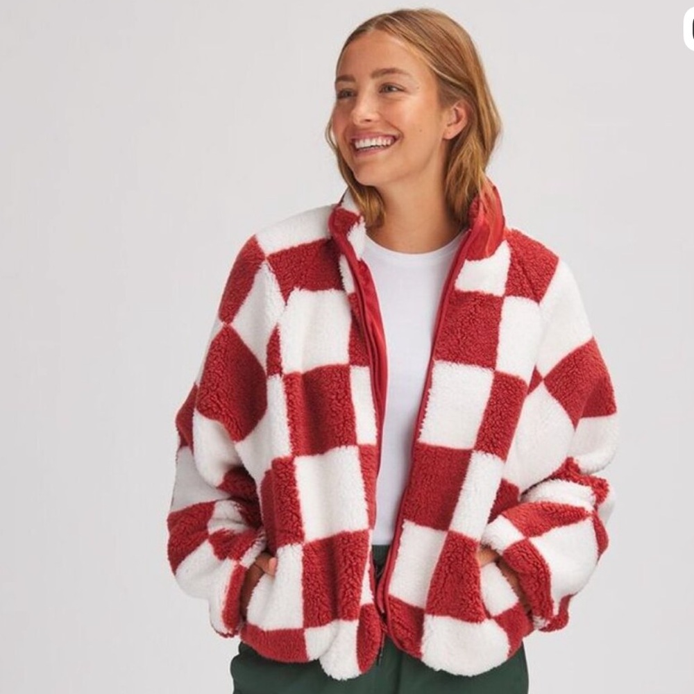 Red and White Checkered Teddy Jacket